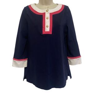 TALBOTS Nautical Navy blue Quarter Sleeve Top